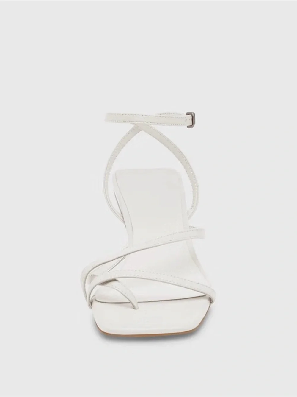 Juliet Holy Womens 7 White Strappy Square Toe Toe-Loop Kitten Heel Sandals NWOT